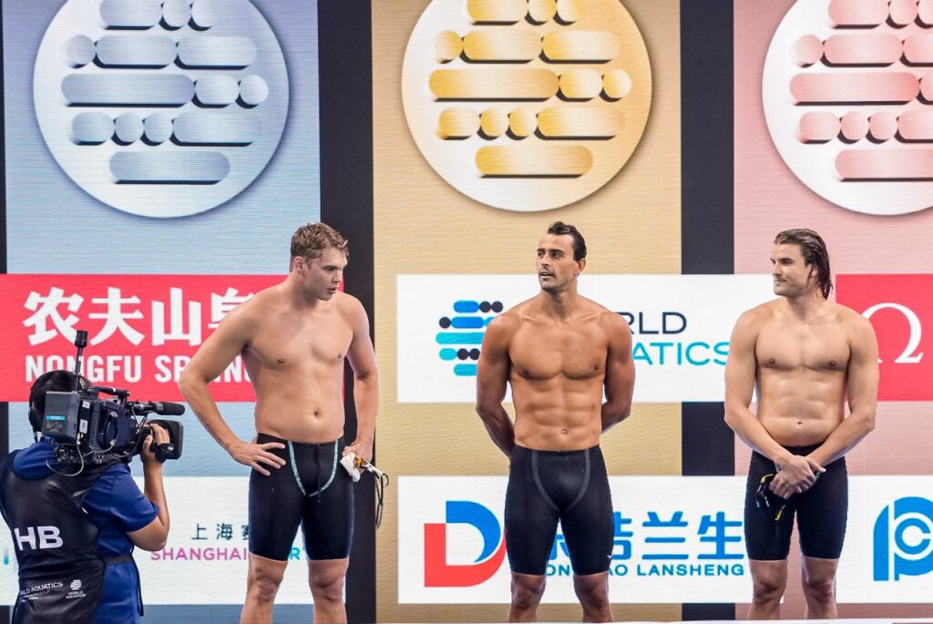 Wie in Shanghai wurde Marius Kusch (r.) auch beim Weltcup in Singapur wieder Dritter über 50m Freistil