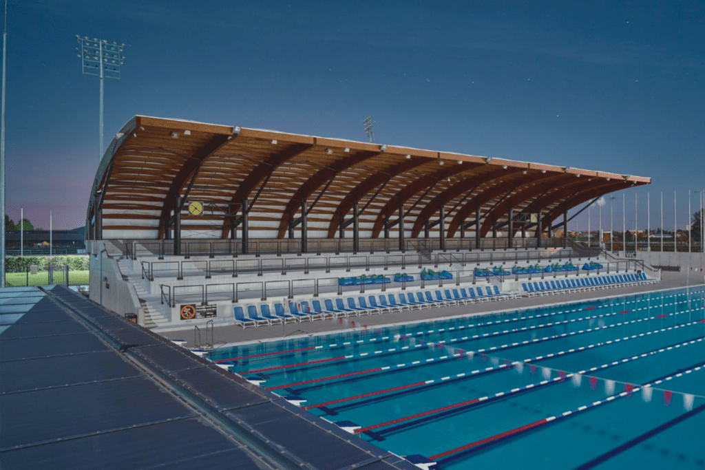 Im Freibad des X-Bionic Sphere finden die Rennen der U23-EM statt