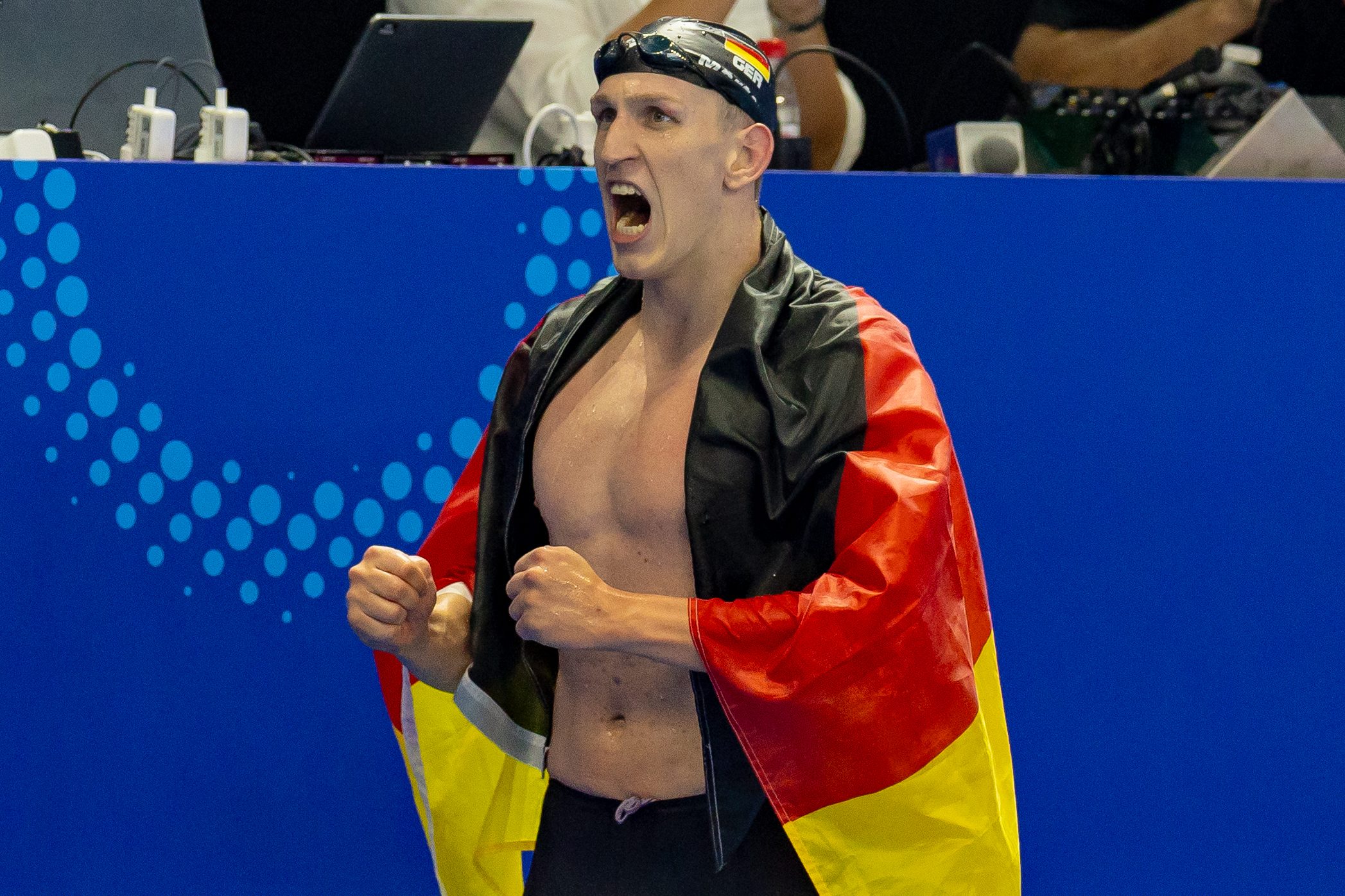 World Championships Arena, Singapur 27.7.2025: World Aquatics Championships Singapur 2025 - Schwimmen Finals Tag 1, Lukas Maertens (Photo by JoKleindl)