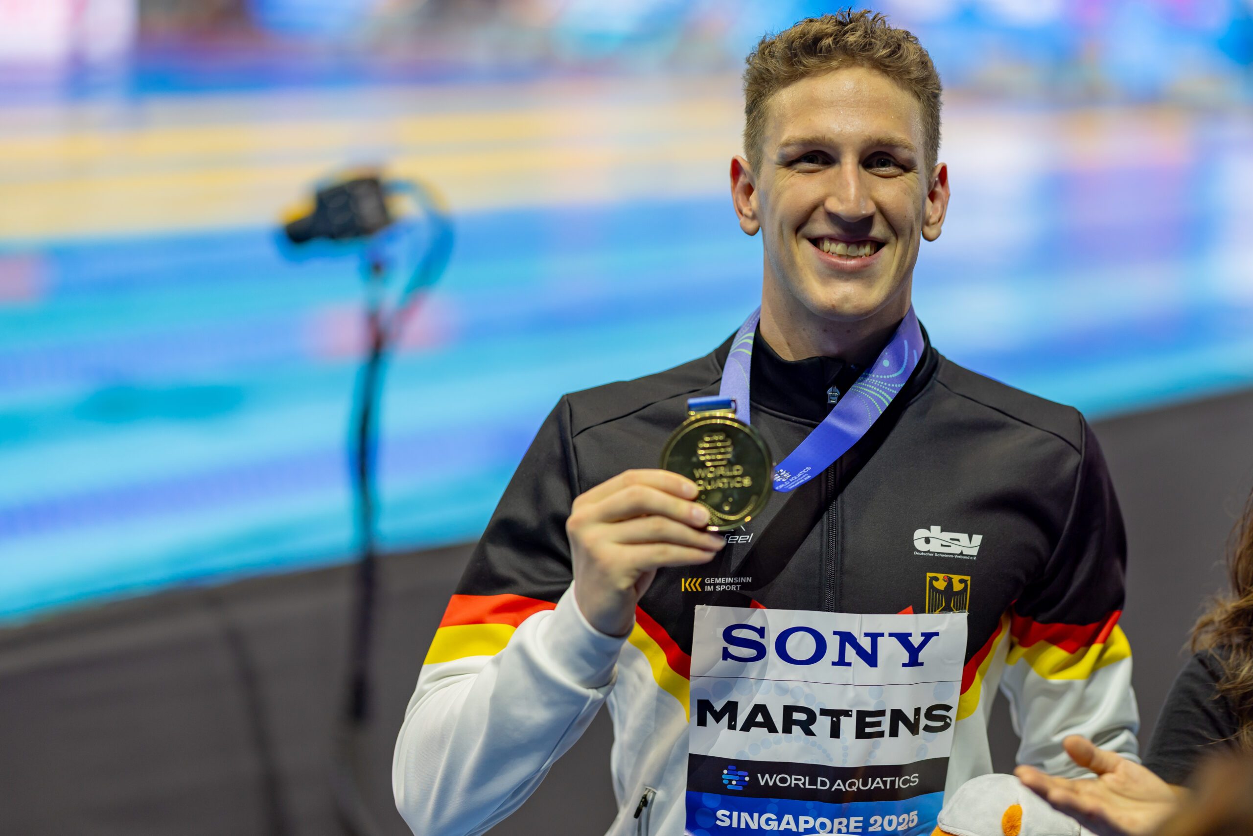 World Championships Arena, Singapur 27.7.2025: World Aquatics Championships Singapur 2025 - Schwimmen Finals Tag 1, Lukas Maertens (Photo by JoKleindl)
