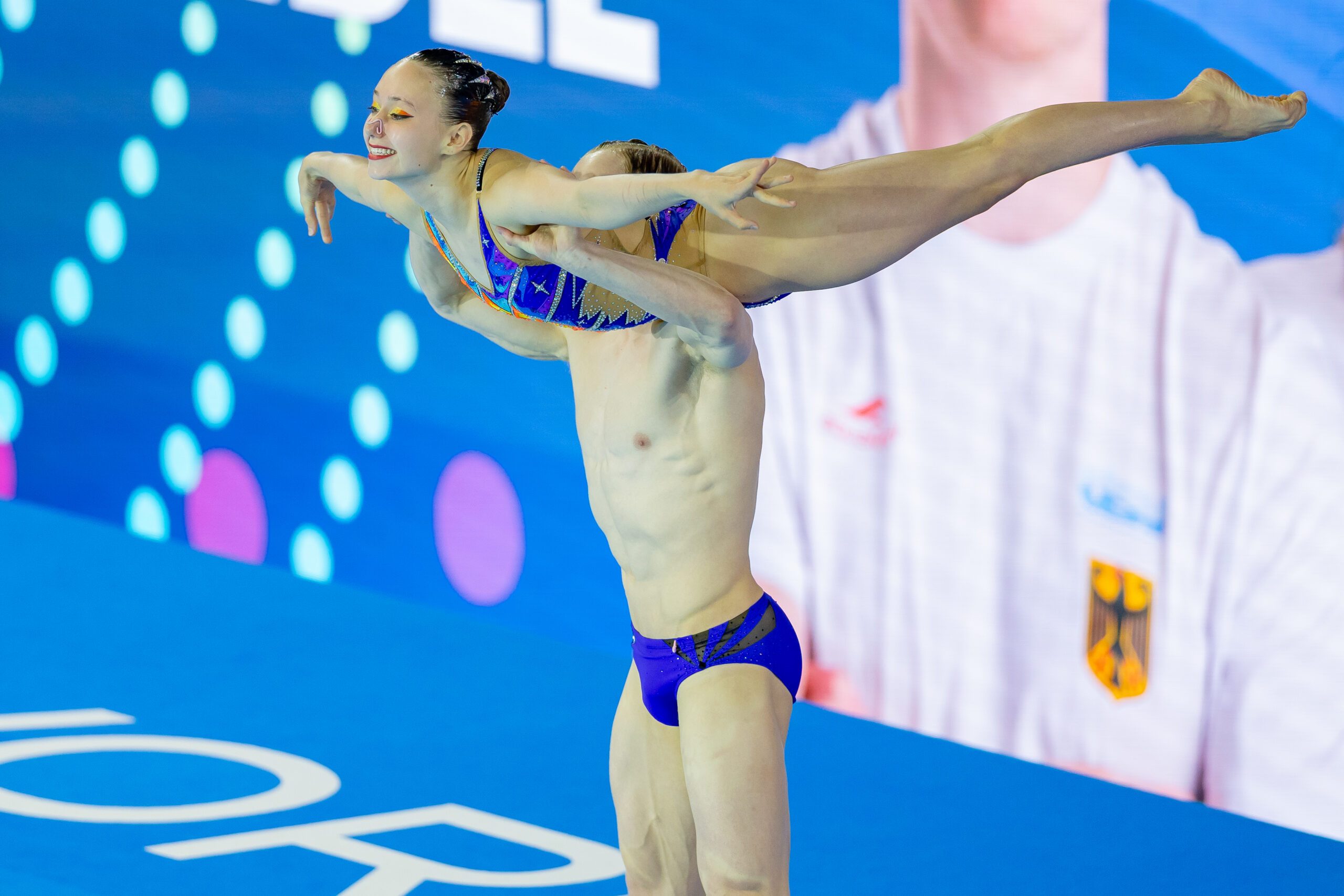 Synchronpaar vor dem Start bei der WM in Singapur