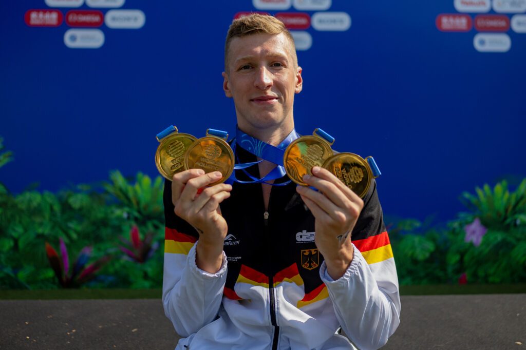 Florian Wellbrock mit seinen vier WM-Goldmedaillen