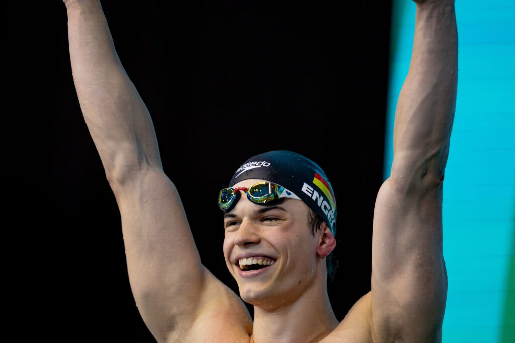 Para Schwimmer Taliso Engel jubelt über seinen Weltrekord über 50m Brust bei der IDM 2026 in Berlin
