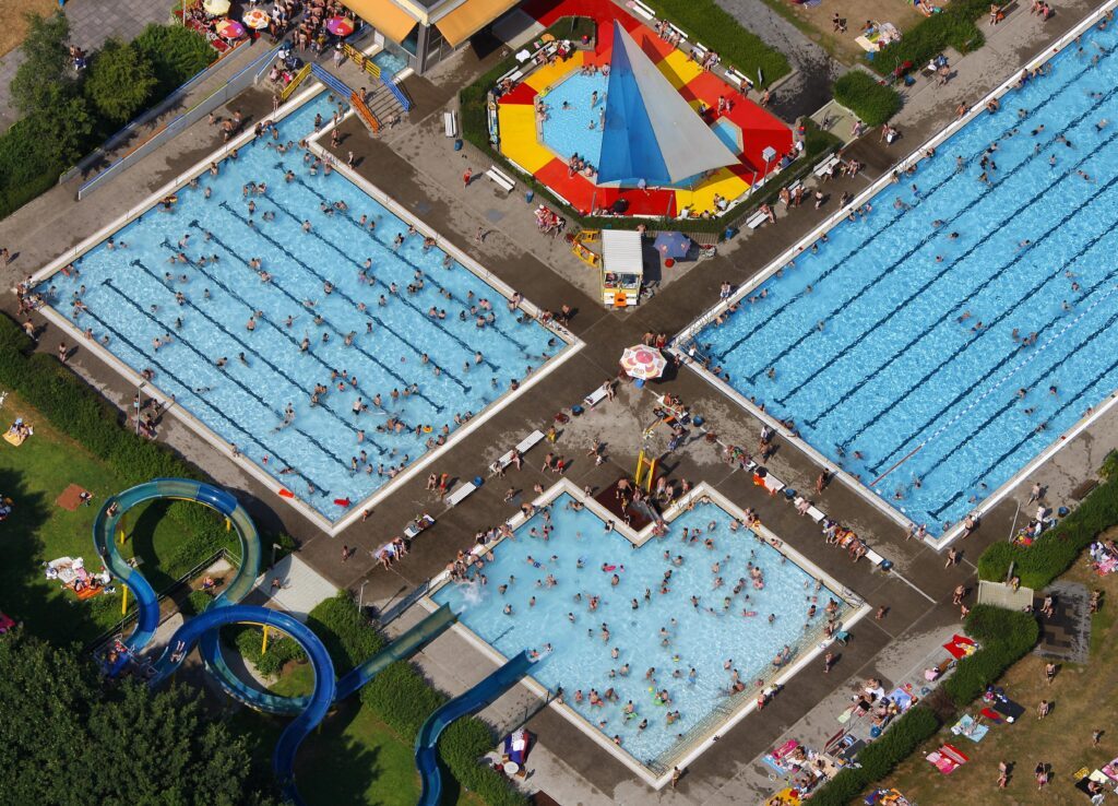 Luftbild, Freibad, Hamm, Nordrhein-Westfalen, Deutschland, Europa