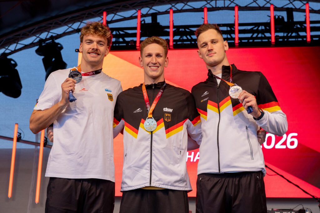 Die Top Drei im deutschen Freistilschwimmen: Josha Salchow, Lukas Märtens und Timo Sorgius (v.l)