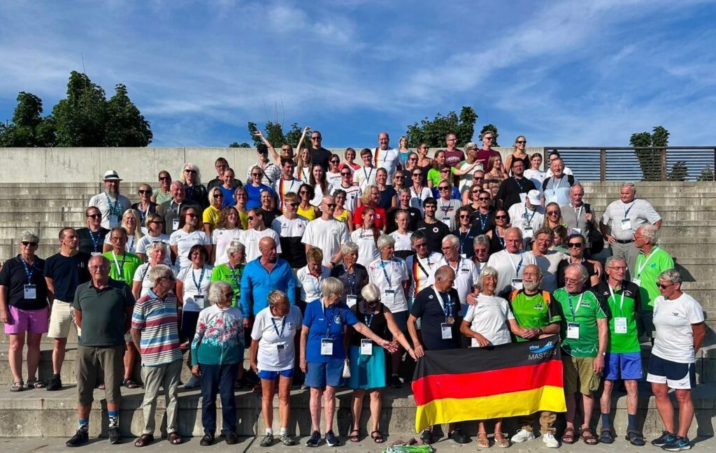 Teamfoto der deutschen Schwimmer bei der Masters-EM 2026 in Samorin