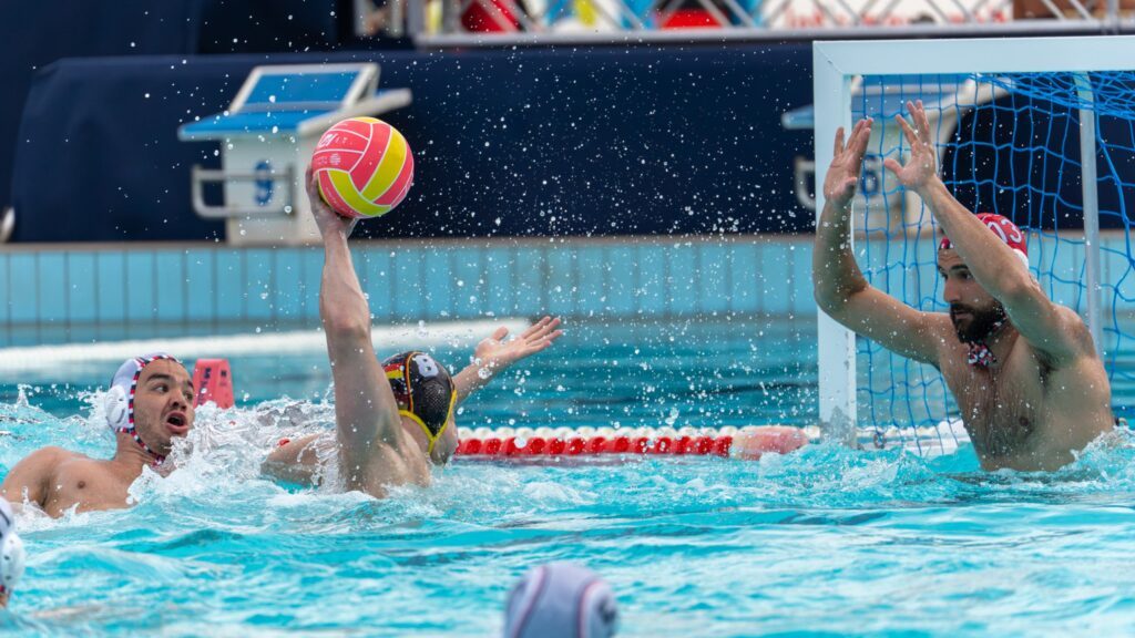 Spielszene vom Wasserball-Weltcup 2026 der Division 2 von der Partie Deutschland gegen Frankreich