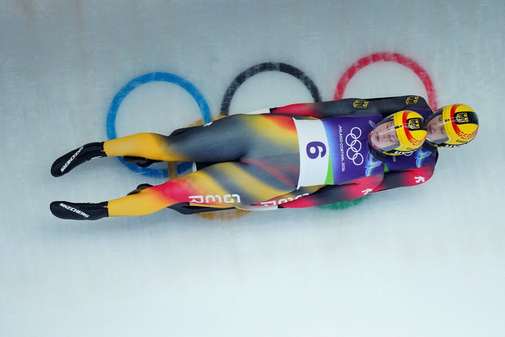 Der deutsche Doppelsitzer im Rodeln der Frauen mit Dajana Eitberger und Magdalena Matschina bei den Olympischen Spielen 2026 in Cortina d'Ampezzo